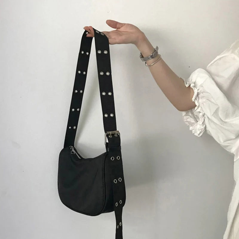 BBB8 Damen Schultertasche schwarz Nylon Handtasche