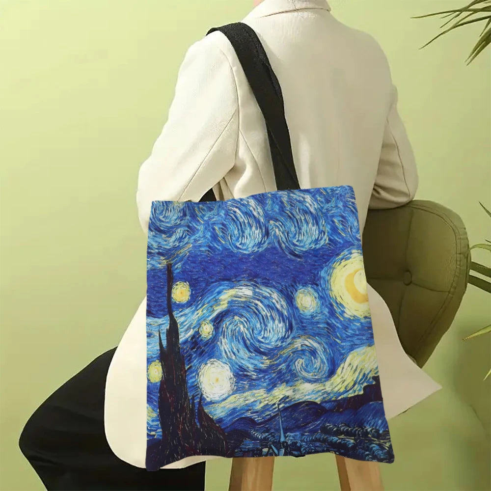 BBB5 Damen van Gogh Canvas Sternennacht Vintage Tasche
