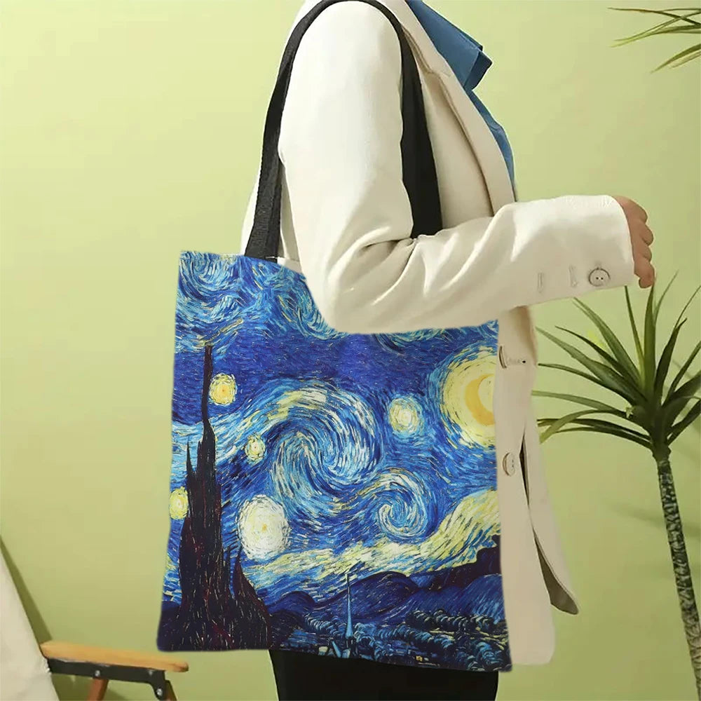 BBB5 Damen van Gogh Canvas Sternennacht Vintage Tasche
