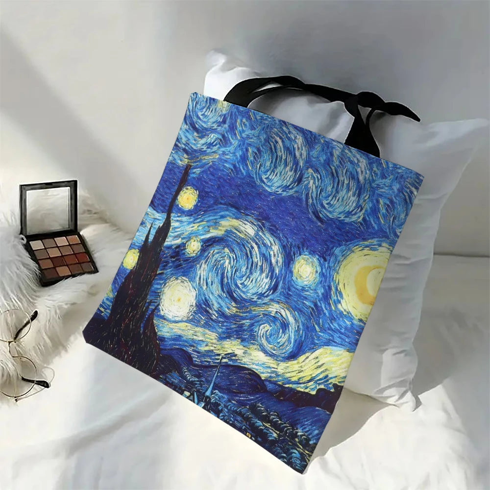 BBB5 Damen van Gogh Canvas Sternennacht Vintage Tasche